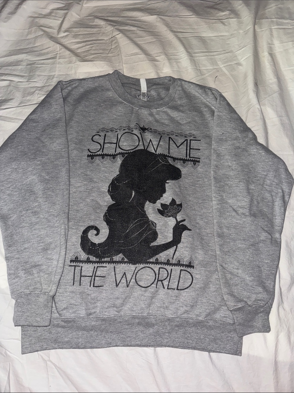 Disney Gray Crewneck Sweatshirt with Black Ariel Silhouette